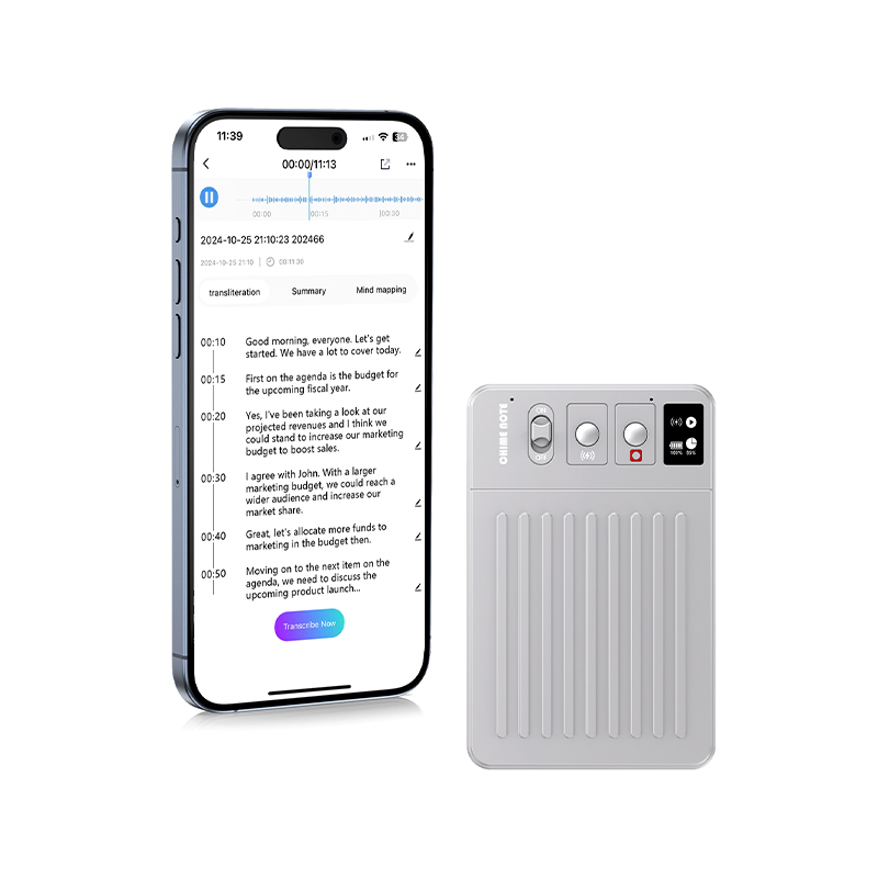 How does AI voice recorder's real-time transcription function improve work efficiency?